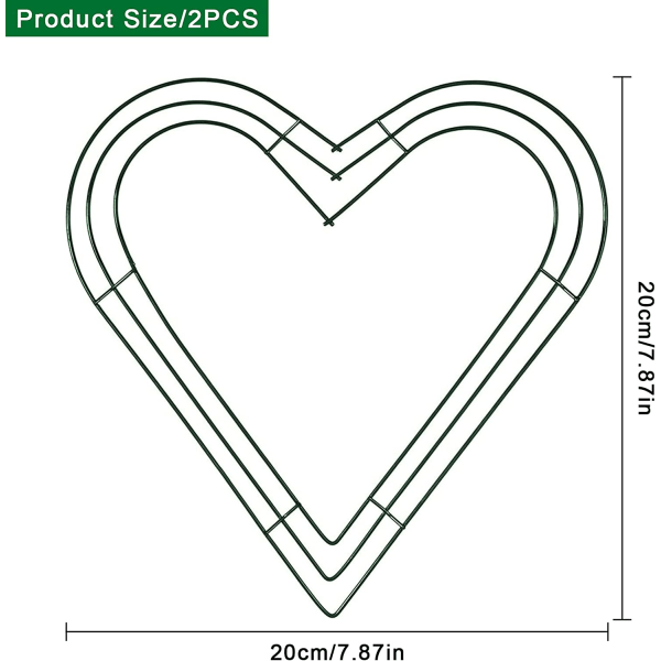 2 STK Hjerteformet trådkransramme 8 tommer kransramme