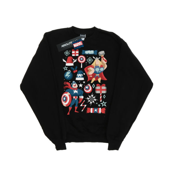 Marvel Womens/Ladies Thor and Captain America Christmas Swe Black XL