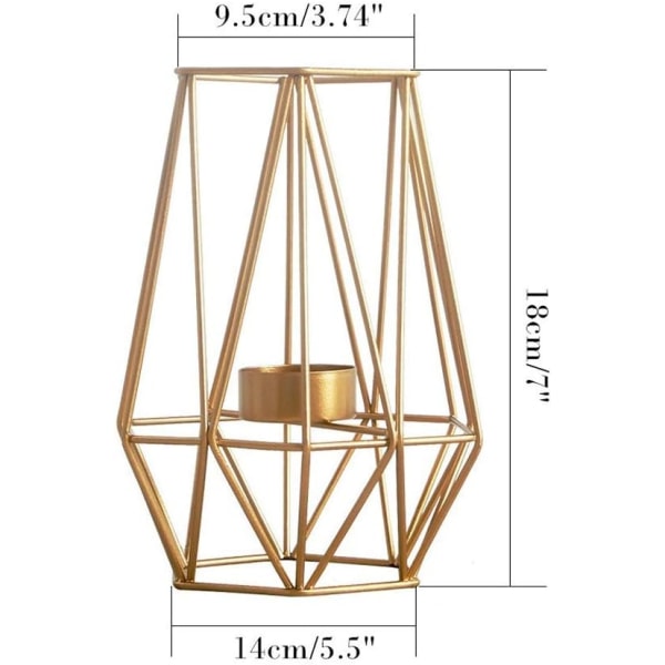 Set med 2 metall hexagon geometrisk design värmeljusstakar