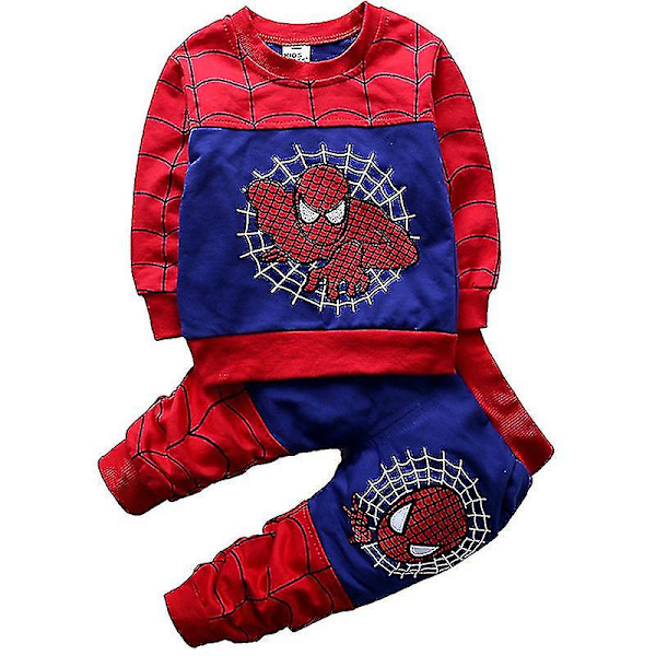 Børne Drenge Spiderman Træningstøj Sæt Sweatshirt Vest Toppe Bukser Outfits-m[HK] Blå 9-12 Months Blue