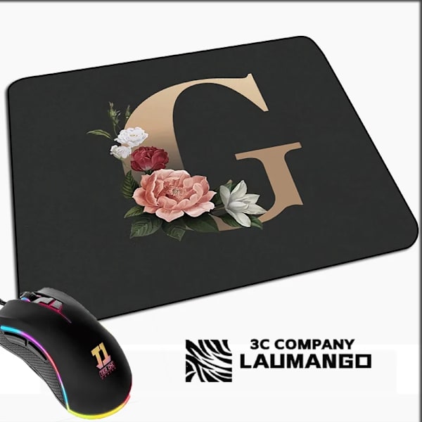Lille Spillemusmåtte Gylden Initial Navn Mønster Kawaii Musmåtte Gamer Mini Computer Anime Måtte Gummimåtte Pc Tilbehør Måtter GG002035 GG002035 40x45cm