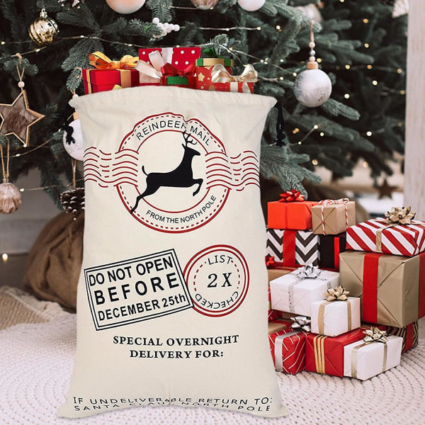 Julesnøregaveposer, Julenissegavesekk med snøring - Stor størrelse Oppbevaringsposer til jul Godteri Godteri Party Favors Toy Stu