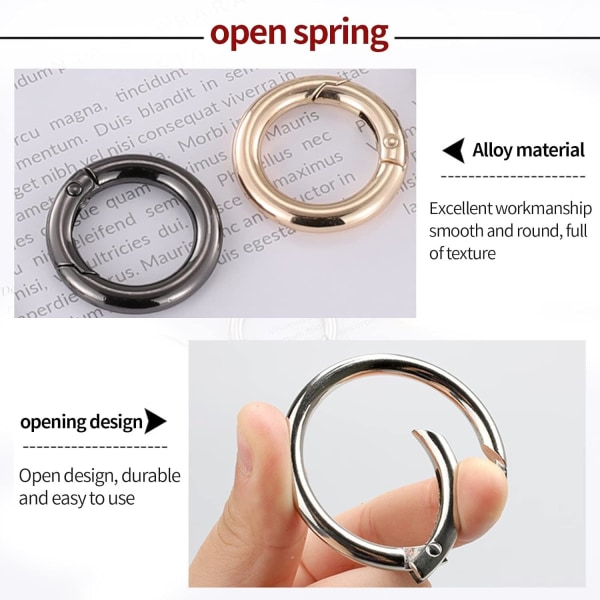 2 stk. Spring Gate O-ring Rund Karabinhake Snap Clip Trigger Spring Keyring Spænde