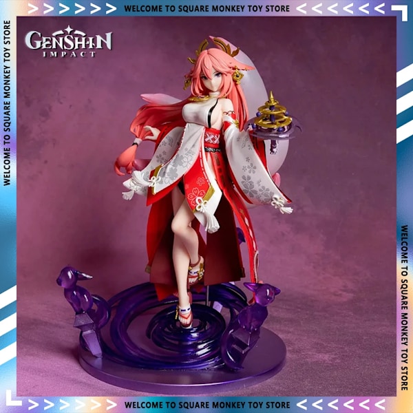 26cm Genshin Impact Figur Yae Miko Anime Figur Sexet Pige Figurine Pvc Statue Model Samling Skrivebord Dekoration Dukke Legetøj Gave 26cm Normal Quality