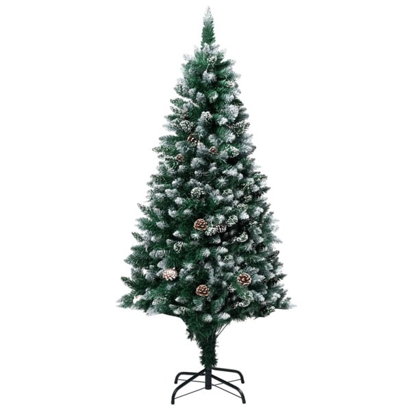vidaXL Plastgran med kottar och vit snö 180 cm-XF3-