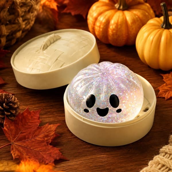 Halloween-simuleringsbulle klämleksak – Mat-tema stresslindrande fidget 8,5 cm White