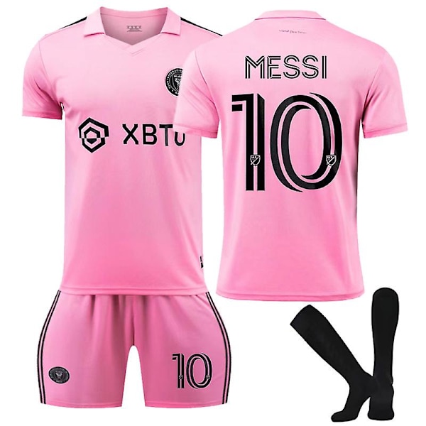 Inter Miami Lionel Messi #10 Fotbollströja Set T-shirt och rosa pink 18