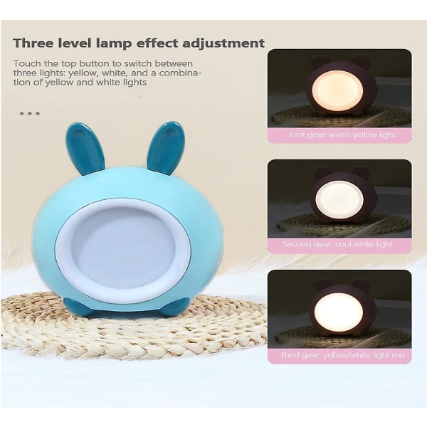 Söt kaninnattlampa för barn, Touch Led nattlampa med USB