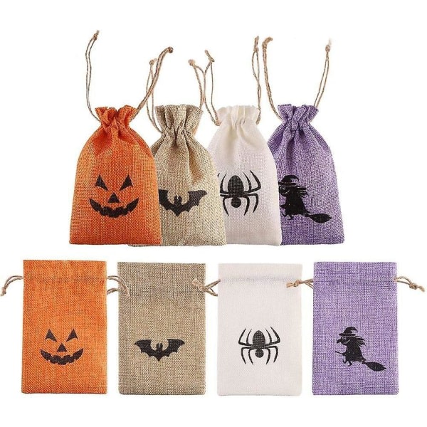 50 pakkauksen halloween säkkikangaskarkkikassit, joissa on kaksinkertainen kiristysnyöri - erilaisia ​​malleja