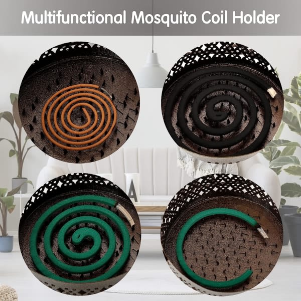 Mosquito rökelsehållare, retro bärbar hem och camping mygga rökelse brännare (svart)