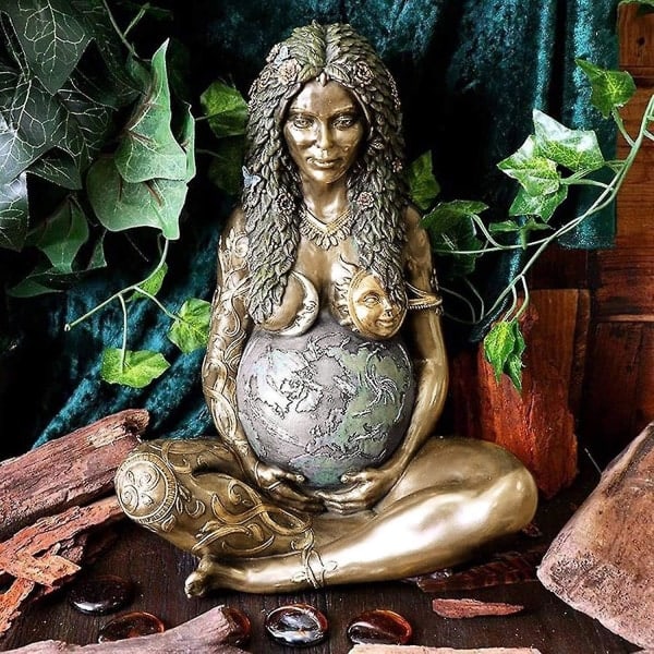 Gaia Millennium Gaia Statue Moder Jord Gaia Kunst Statue Moder Jord Gudinne Statue Påskegave Hagedekorasjoner Utendørsdekorasjon (Kobber)