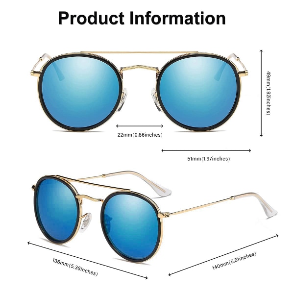 Solbriller , polariserede runde solbriller Glass Circle Retro 0b55 | Fyndiq