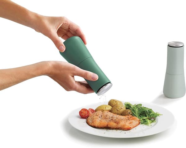 Salt- og pepperkvernsett, påfyllbart, lekkasjesikkert, keramisk kvern, grønt