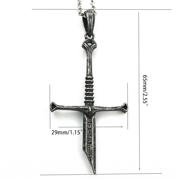 Lord Narsil Halskjede Brutt Sverd Anheng Halskjede for Kvinner Menn Viking Smykker Gave Punk Sjarm Nøkkelring Kjede Ornament