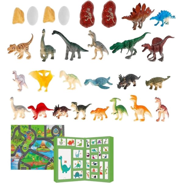 Adventskalender 2023 Barn, Mini Dinosaur Toy Figur Kit Dinosaur Toy Figur Romdekorasjon for gutter Jenter over 3 år