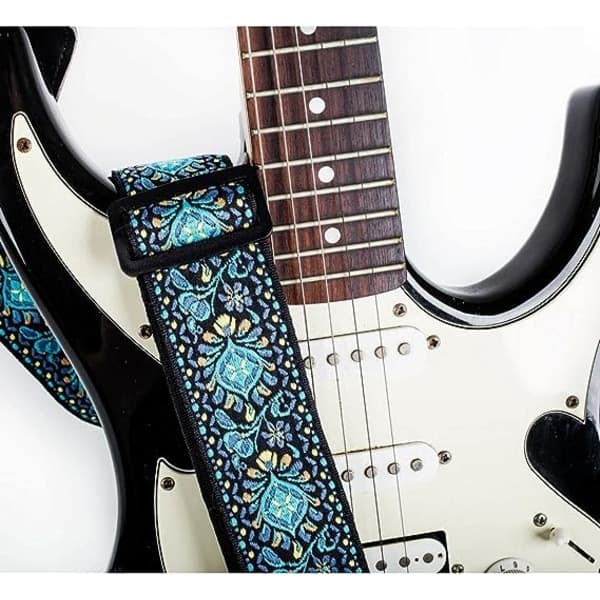 TG Blå - Folkgitarrband - Set med Jacquardvävd Gitarrrem-XF11-