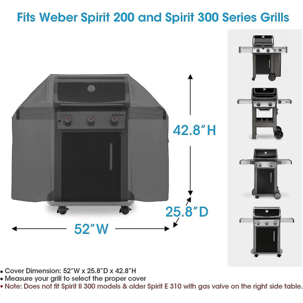 52 tums cover til Weber Spirit 200 og 300-serien, cover til udendørsgrill, kraftigt vandtætt cover, matningsbeständig grill C