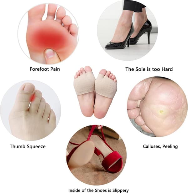 Forfodspuder, 2 par, Hallux Valgus Halvsokker, Stødabsorbering (L)