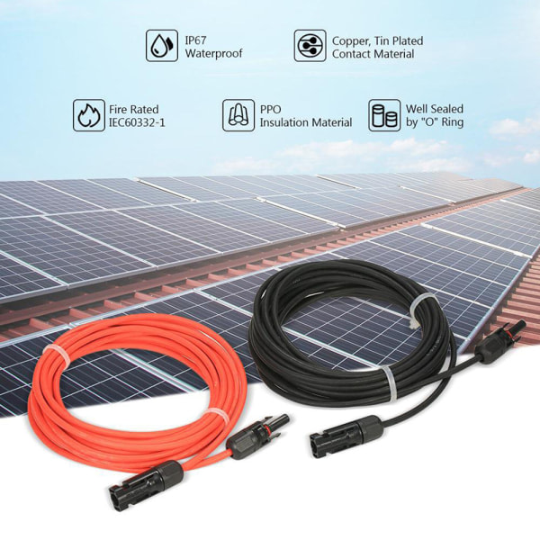 1 meter 2,5 mm2 PV-kabel 14AWG solkabler for solcellesystem 1m 2,5mm2 Sort+Rød