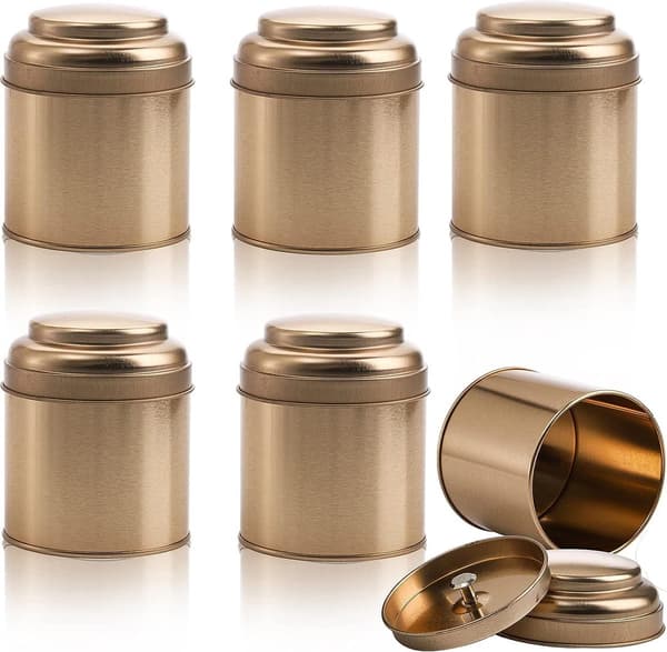 Te dåser med lufttætte dobbeltlåg Mini rund opbevaring til kaffe sukker løs te 50g