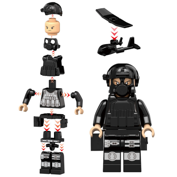 SWAT Team Special Forces Weaponry Kids Pusselblock Leksaker (paket med 24)