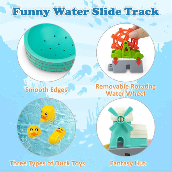 62 kpl Duck Slide kylpylelu, tee-se-itse vesiliukumäkikylpylelut 4-8-vuotiaille lapsille