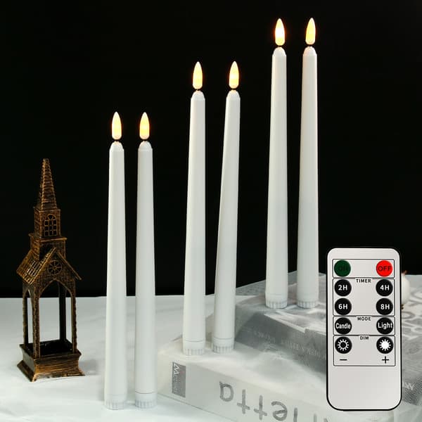 Fjernstyrede Flameless Ivory LED-lys, 6-pak til Halloween Jul-FF-