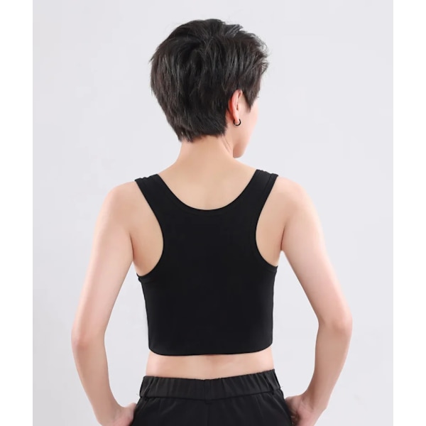 Kvinde Flat Chest Binder med Bandage Pullover Halv Længde Korset Tank Top Transboy Lesbisk Trans Underundertøj Vest Chest Binder Sort 5XL black