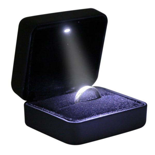 Minikokoinen metallikiiltävä LED-korulahjarasia - Helppo sovittaa taskuun tai kukkaroon (musta)