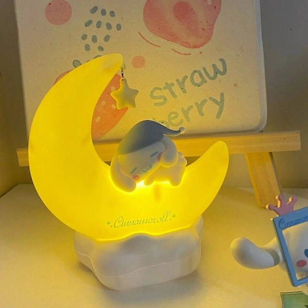 Sanrio Moon LED-lampe Anime Kuromi Cinnamonroll Kawaii Tilbehør Ornament Skønhed Soveværelse Natlampe Sengelampe Dekoration Cinnamorollwith box