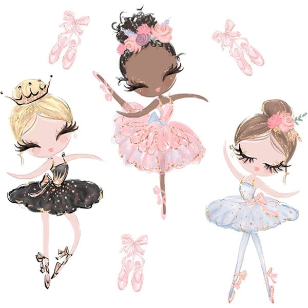 Balettflicka vackra rosa tecknade mönster barn väggdekaler, typ