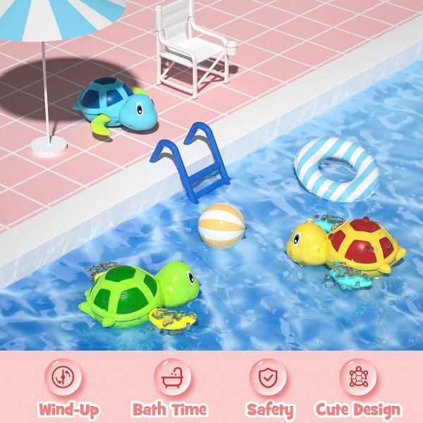 Badleksaker 1-3 år gamla, Baby Girl Toy Badkar Sköldpaddsleksak, bedårande flerfärgade flytande baddjursleksaker - [3 stycken]