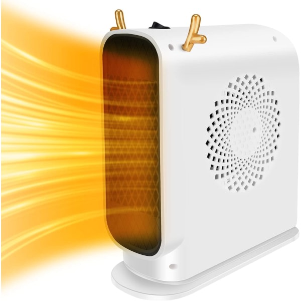 Økonomisk elektrisk varmekilde, 500W varmeventil, overhettningsbeskyttelse Kylare Mobil kontorvarmere for hjemmekontor i badet (vit)