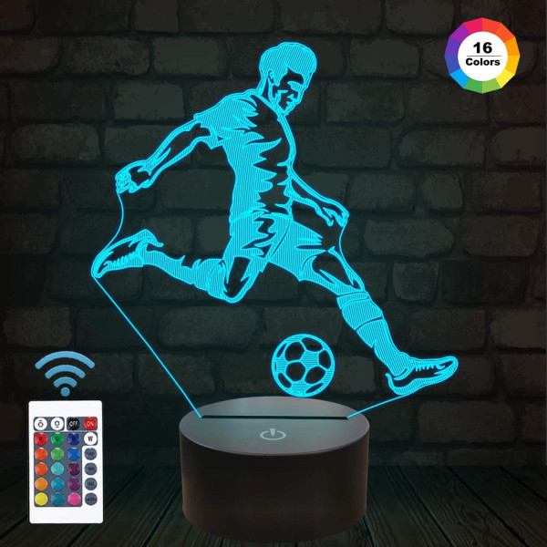 Fotboll 3D sänglampa, FULLOSUN Fotbollshologram Illusion LED