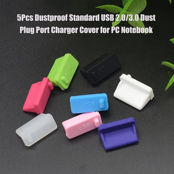 5 kpl pölytiivis vakio USB 2.0/3.0 pölytulpan portin cover kannettavalle tietokoneelle Vihreä