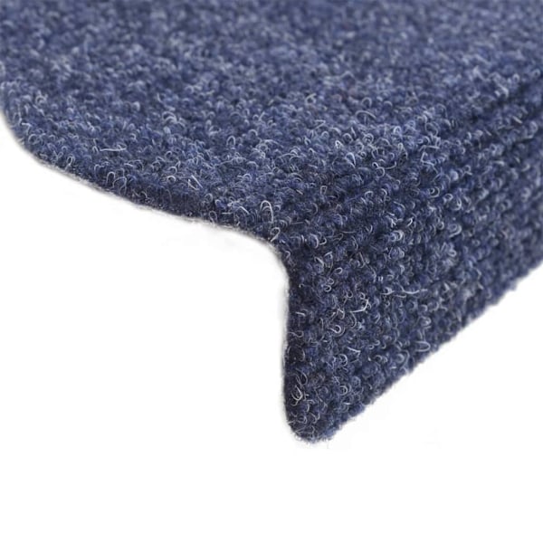 vidaXL Trappstegsmattor självhäftande 15 st brodyr 56x17x3 cm blå blue 2430