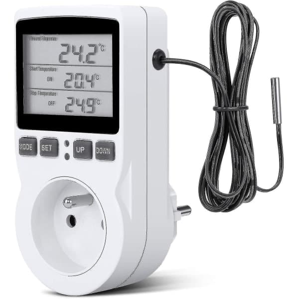 Digital varme- og køletermostatstik med LCD-display, 230V til terrarium-FF-
