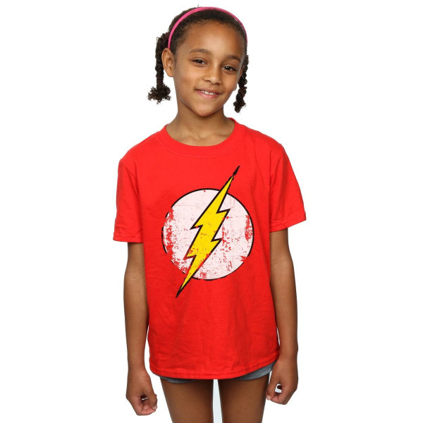 DC Comics Girls Flash Distressed Logo puuvillainen T-paita 5-6 vuotta Punainen 5-6 vuotta