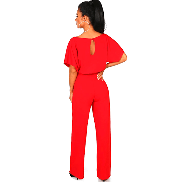 Dam Jumpsuit Romper Strandsemester Kropp Raka ben Röd Red XXL