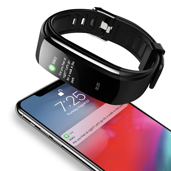 INF Aktivitetsarmband med pulsmätning, sömnmonitor, stegräknare IP67 Sort 0.96