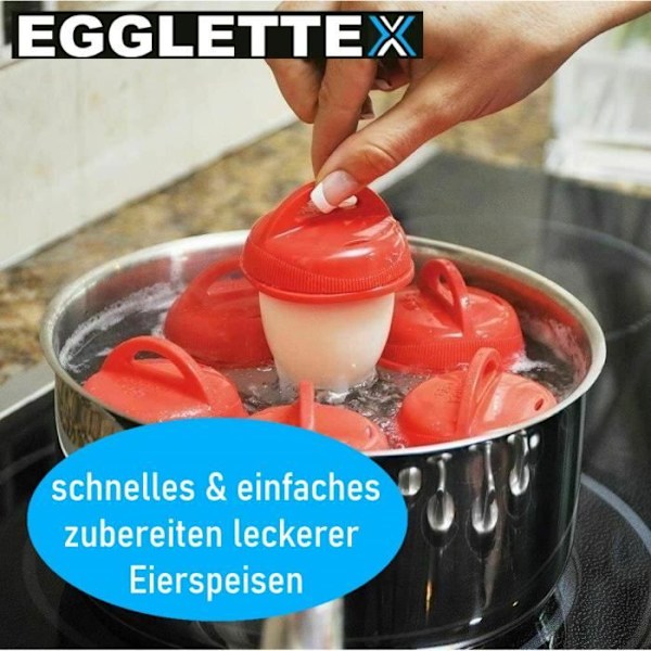 Egglettes äggkokare för 6 hårdkokta ägg utan skal TV-äggkoppar!-XF4-