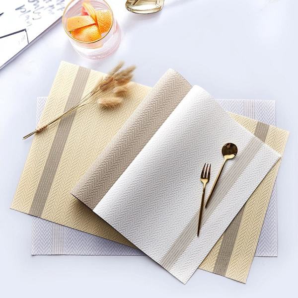 Luksusselliset elegantit pöytäliinat, 6 kpl setti liukastumattomia pestäviä pöytäliinoja kotiin/ruokailutilaan (valkoinen)