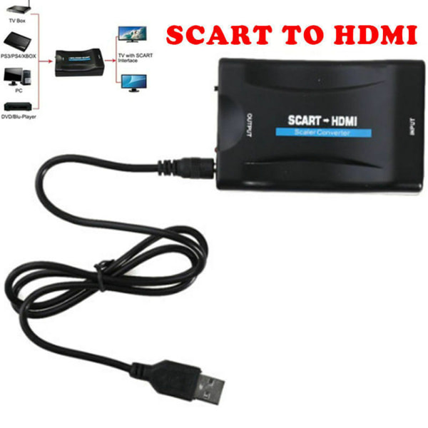 SCART til HDMI-omvandlare Video Audio Adapter Upscale USB-kabel