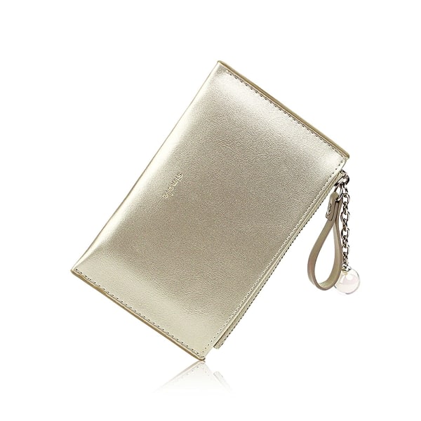 Slanke søde minimalistiske frontlomme RFID-blokerende læderpunge til kvinder Kreditkortholder minikortpung (guld)