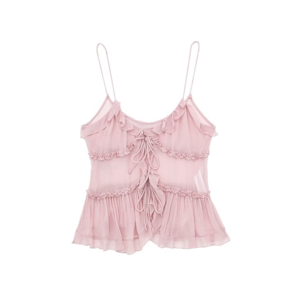 Mode Volanger Tanktop Hængselskjorte ROSA S Rosa Rosa Pink Pink S