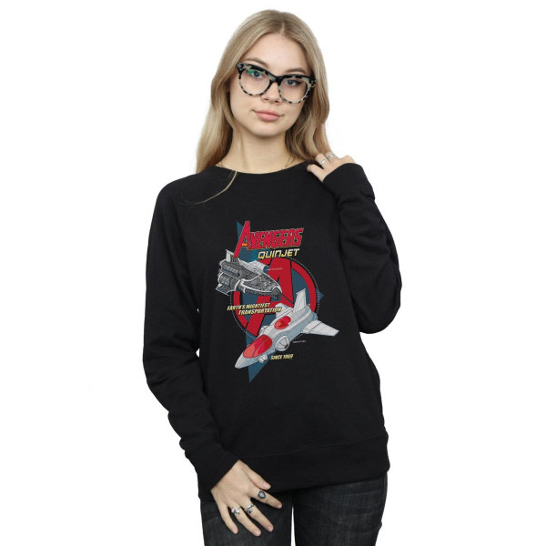 Marvel Womens/Ladies The Avengers Quinjet 1969 Sweatshirt S Bla Black S