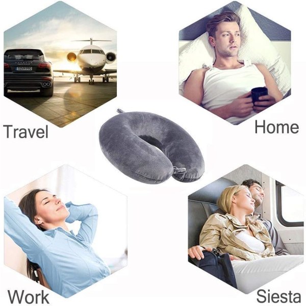 Resekudde - Memory Foam Nackkudde Stödkudde, Lyxig Kompakt & Lätt Snabbpack för Camping, Sovande Vilokudde (Grå)-XF3-