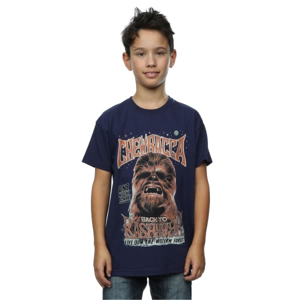 Star Wars Boys Chewbacca Rock Poster T-shirt 7-8 år Deep Nav Deep Navy 7-8 år