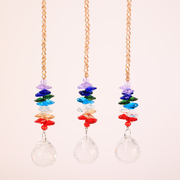 Rainbow Crystal Suncatcher Hængende Ornament Octagon Chakra Penda