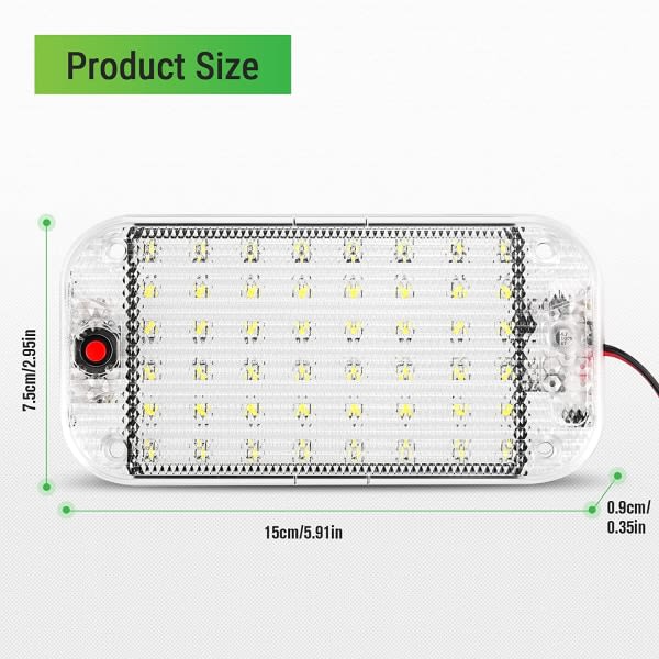 2 delar 12V LED interiörbelysning 48 LED billjuslampa med On/O